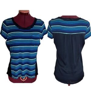 The Limited Women's Blue Striped Pocket Tee Size Medium